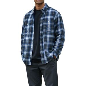 Ralph Lauren Blue and White Plaid Cotton Shirt